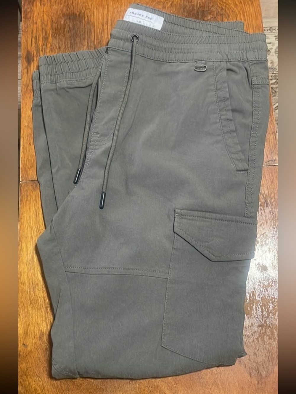 Olive Cargo Jogger Pants with Drawstring Waist